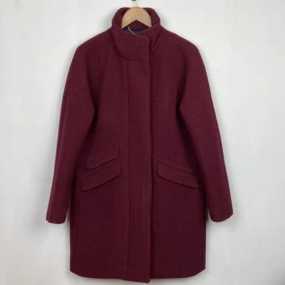 NWT J.Crew 6 Cocoon Coat Italian Stadium Cloth Wool Burgundy Red - Picture 3 of 11